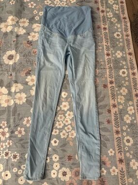 Light Blue Maternity Skinny Jeans with Stretch Panel Over Bump Size 6